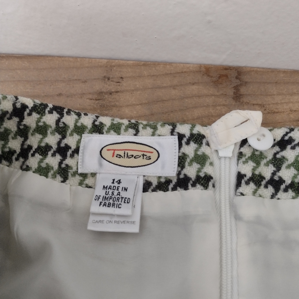Talbots Vintage Wool Blend Houndstooth Pencil Skirt Size 14 - Picture 6 of 9